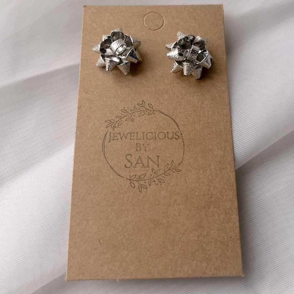 5 for $25 Christmas Silver Bow Earrings